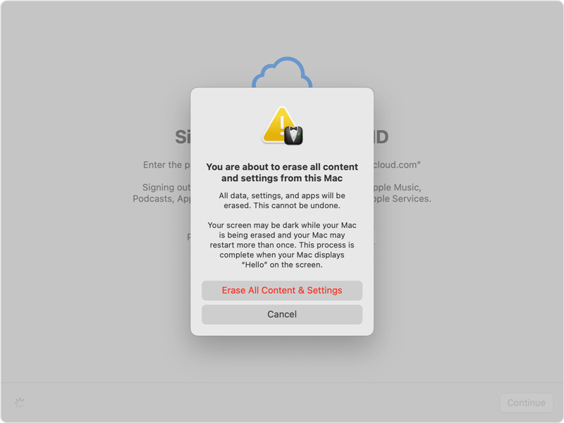erase all contents and settings on Mac