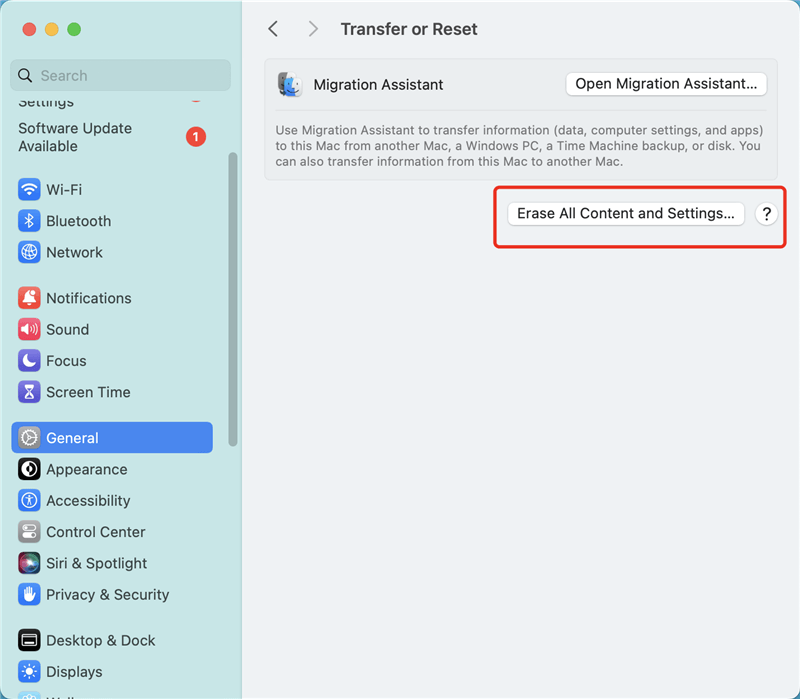 erase all contents and settings on Mac