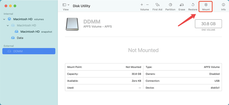 USB drive not mounting on Mac