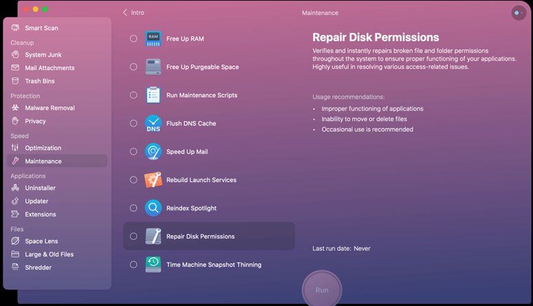 Repair Disk Permissions 
