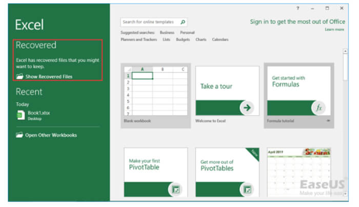 recover unsaved Excel file